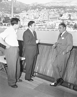Aristotle Onassis and Friends Standing Boat With Press Personnel