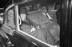 Aristotle Onassis Riding in Car With Winston Churchill