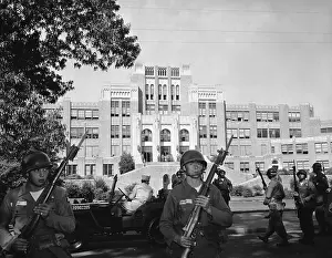 Little Rock Prints: Armed Federal Troops on Guard at Central High School