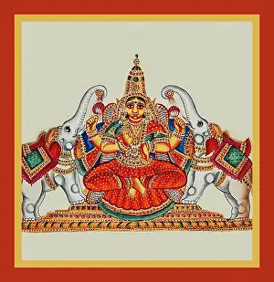 Lotus Prints: Armed goddess Laksmi
