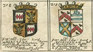 Image Created 17th Century Prints: Armorials copperplate 17th century Montague and Rockingham