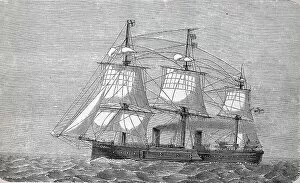 Marine Collection: The armoured frigate Schiff Kaiser of the Kaiserliche Marine, 1882, Germany, Historic