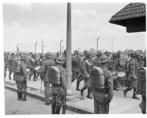 Parade Prints: Army band Leads Parade Of Mexican soldiers In Mexico
