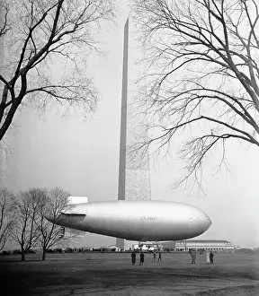 Blimp Prints: Army Blimp by Washington Monument