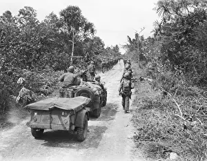 Jeep Prints: Army Division Marches Through Jungle