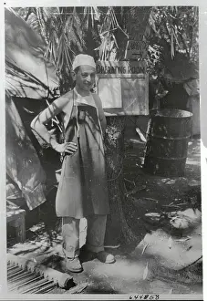 Bataan Peninsula Prints: Army Doctor Posing Outside Makeshift Hospital