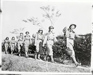 Burma Prints: Army Nurse Pushing Through Bamboo Shrub