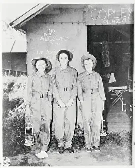 Army Nurses as Guards with Kerosene Lamp