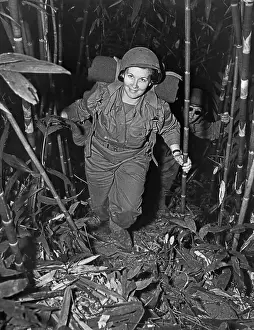 Burma Prints: US Army Nurses Marching with Backpacks