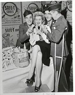 Ice Cream Prints: Army Vets and Hostess Eating Ice Cream Cones