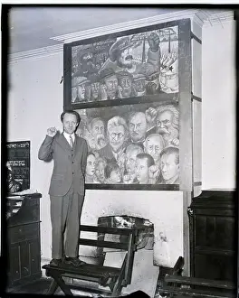 Vladimir Ilich Lenin Prints: Arne Swabeck Stands in Front of Poster of Trotsky