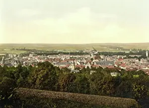 Arnstadt in Thuringia, Germany, Historic, digitally restored reproduction of a photochromic print from the 1890s