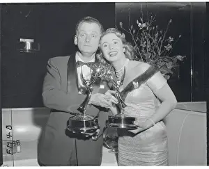 Emmy Award Ceremonies Prints: Art Carney and Audrey Meadows Holding Emmy Awards