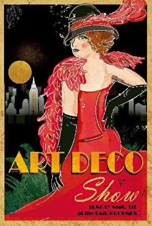 Skyscraper Gallery: Art Deco style vintage advertisement poster template