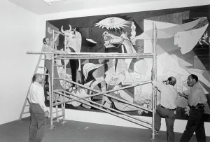 Ladder Prints: Art Handlers Taking Down Guernica by Pablo Picasso