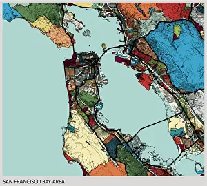 art illustration background, san francisco bay area map