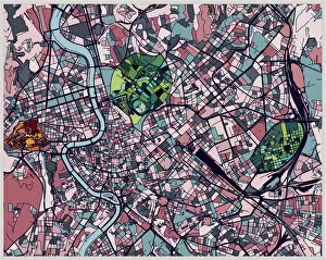 Images Dated 11th July 2018: art illustration map of Roma city
