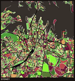 Images Dated 5th September 2018: art illustration map of Sydney city