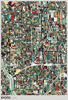 Images Dated 11th July 2018: art illustration style Kyoto city map