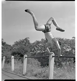 Art Jackes Practicing His High Jump