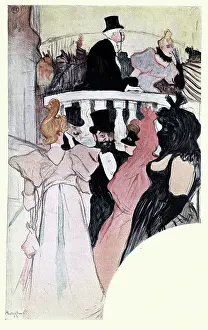 Art nouveau sketch of Men and women at a masked ball, Victorian, Vintage illustration 19th Century