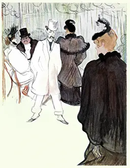 Belle Epoque Prints: Art nouveau sketch of people walking on street in Paris