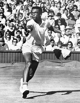 Arthur Ashe In Action At Wimbledon