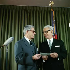 Arthur J Prints: Arthur Goldberg Presenting a Check to Henry Labouisse
