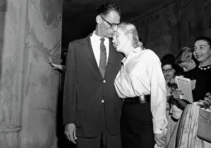 Fiancee Prints: Arthur Miller Kissing Marilyn Monroe