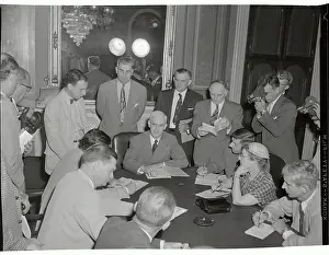 Arthur Watkins with Newsmen