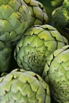 Artichokes on a market, French Riviera, France, Europe