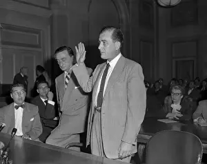 Artie Shaw Raising Right Hand to Testify