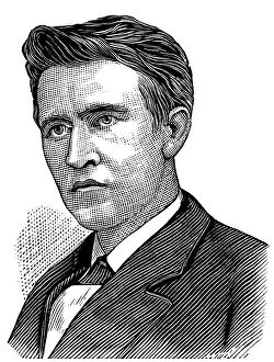 Artist black and white drawing of Thomas Edison