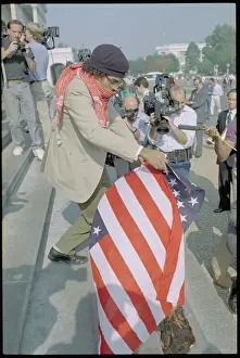 Artist Burning American Flag