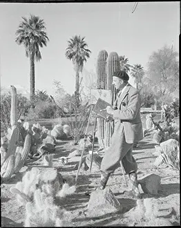 Artist Dean Cornwell in Cactus Field