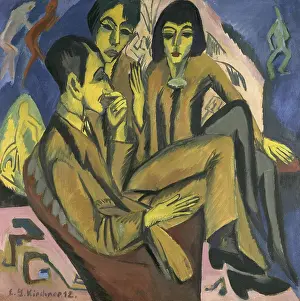 Prints of Artist group (Conversation of the artists), 1913. Found in the Collection of Osthaus Museum Hagen. Artist Kirchner, Ernst Ludwig (1880-1938) Raw Rhythms: The Electric World of Ernst Ludwig Kirchner: Artist Group (Conversation Of The Artists)