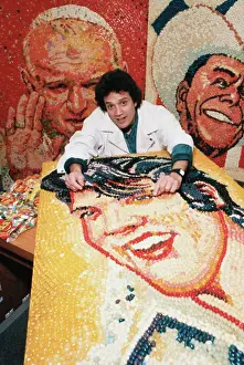 Artist Peter Rocha with His Elvis Presley Design