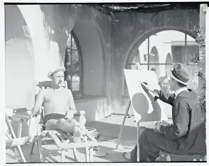 Artist Sketching Portrait of Jimmy Durante