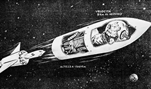Spacecraft Prints: Artist's Sketch of First Space Traveling Dog