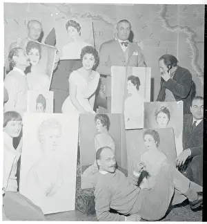 Milan Prints: Artists Surrounding Gina Lollobrigida with Their Paintings