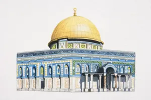 Artwork of the Dome of the Rock mosque in Jerusalem Artwork of the Dome of the Rock mosque in Jerusalem