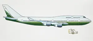 Passenger Prints: Artwork of a jet passenger plane. Also on the artwork is the Wright brothers plane