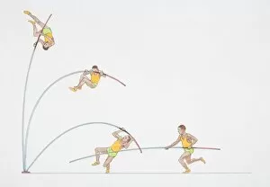 Images Dated 19th May 2006: Artwork showing key stages of a pole vaulters jump
