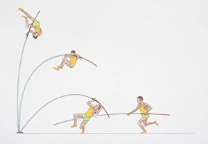 Images Dated 19th May 2006: Artwork showing key stages of a pole vaulters jump