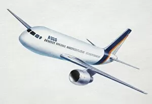 Artwork of a white jet aeroplane