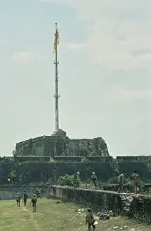 Huty27248 Prints: ARVN Flag Above The Citadel In Hue, Vietnam War