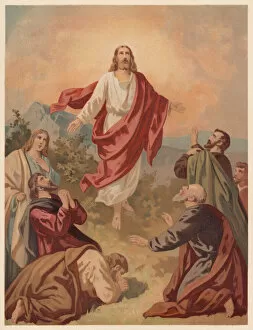 Images Dated 15th June 2017: Ascension of Christ (Luke 24, 51), chromolithograph, published in 1886