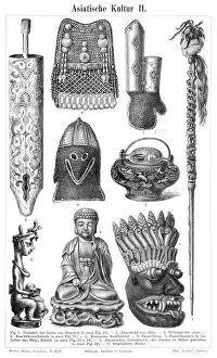 Images Dated 27th March 2017: Asian culture objects engraving 1895