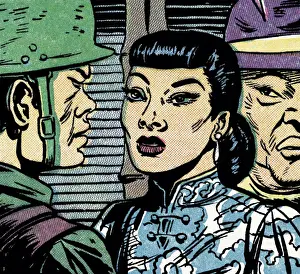 Asian Woman and Soldiers