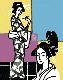 Illustration And Prints: Two Asian Women